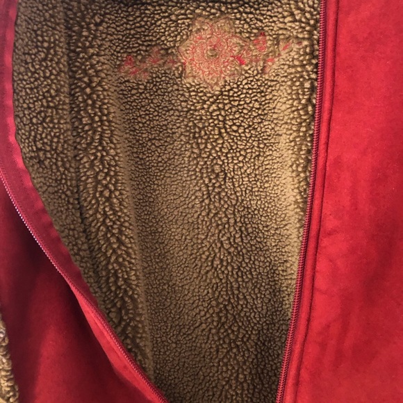 Women’s LL Bean SZ L Regular Winter Faux Sherpa Micro Faux Soft Suede Style Coat - Picture 10 of 15